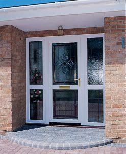 Double glazed door with side panels