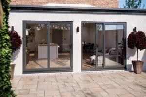 Grey patio doors